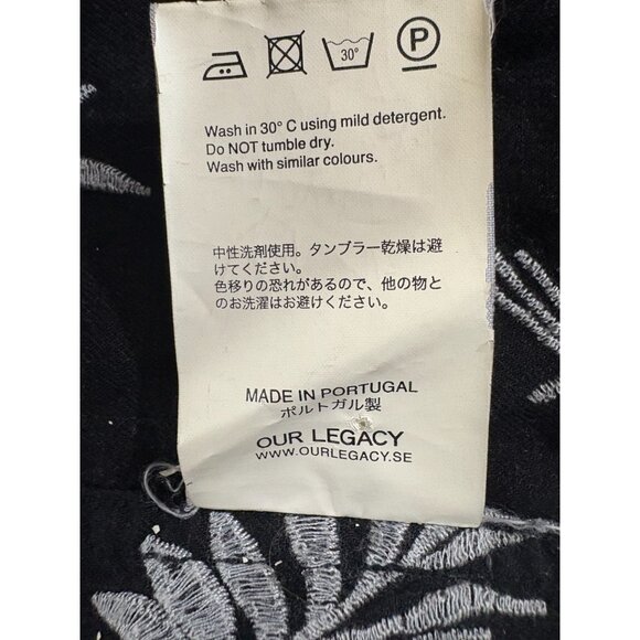 Corridor NYC wool blend Embroidered leaf shirt color black white size 46 US 2XL - Picture 4 of 7